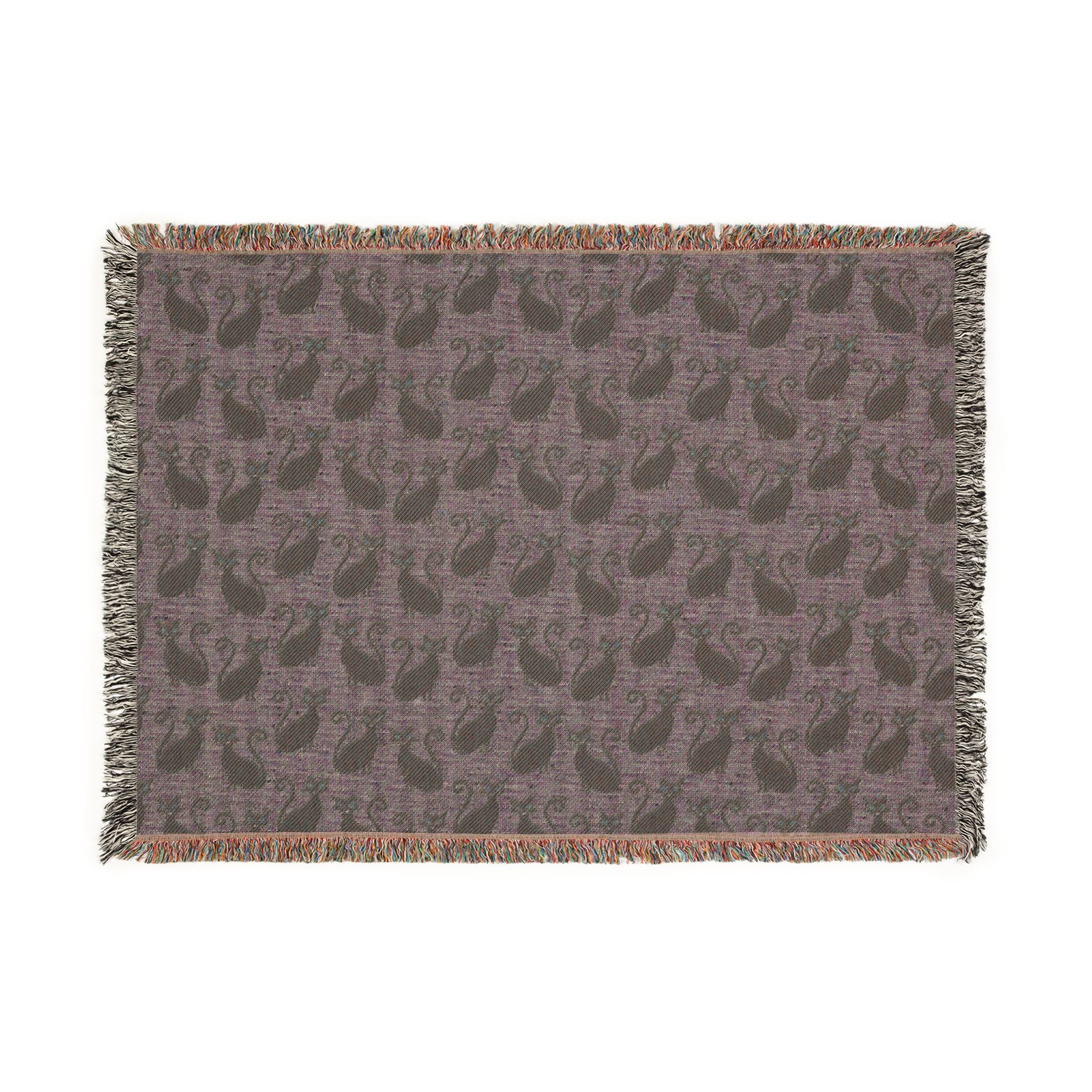 Cat Pattern Woven Blanket — Cozy Decorative Throw for Halloween