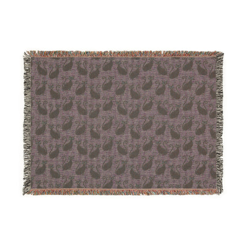 Cat Pattern Woven Blanket — Cozy Decorative Throw for Halloween