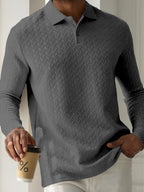 Mens Textured Long Sleeve Polo Shirts
