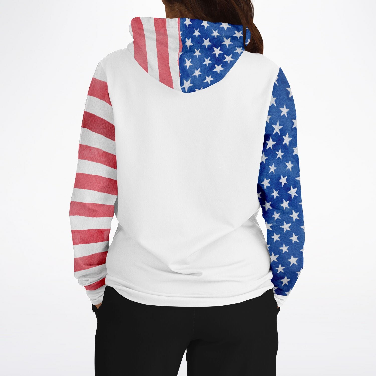Stars And Stripes Watercolor Ladies Pullover Hoodie