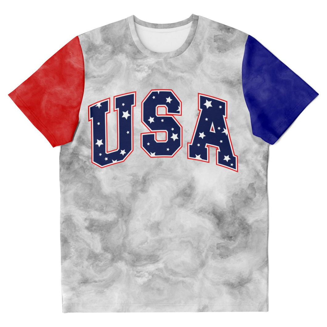 Red White and Blue USA Ladies T-shirt