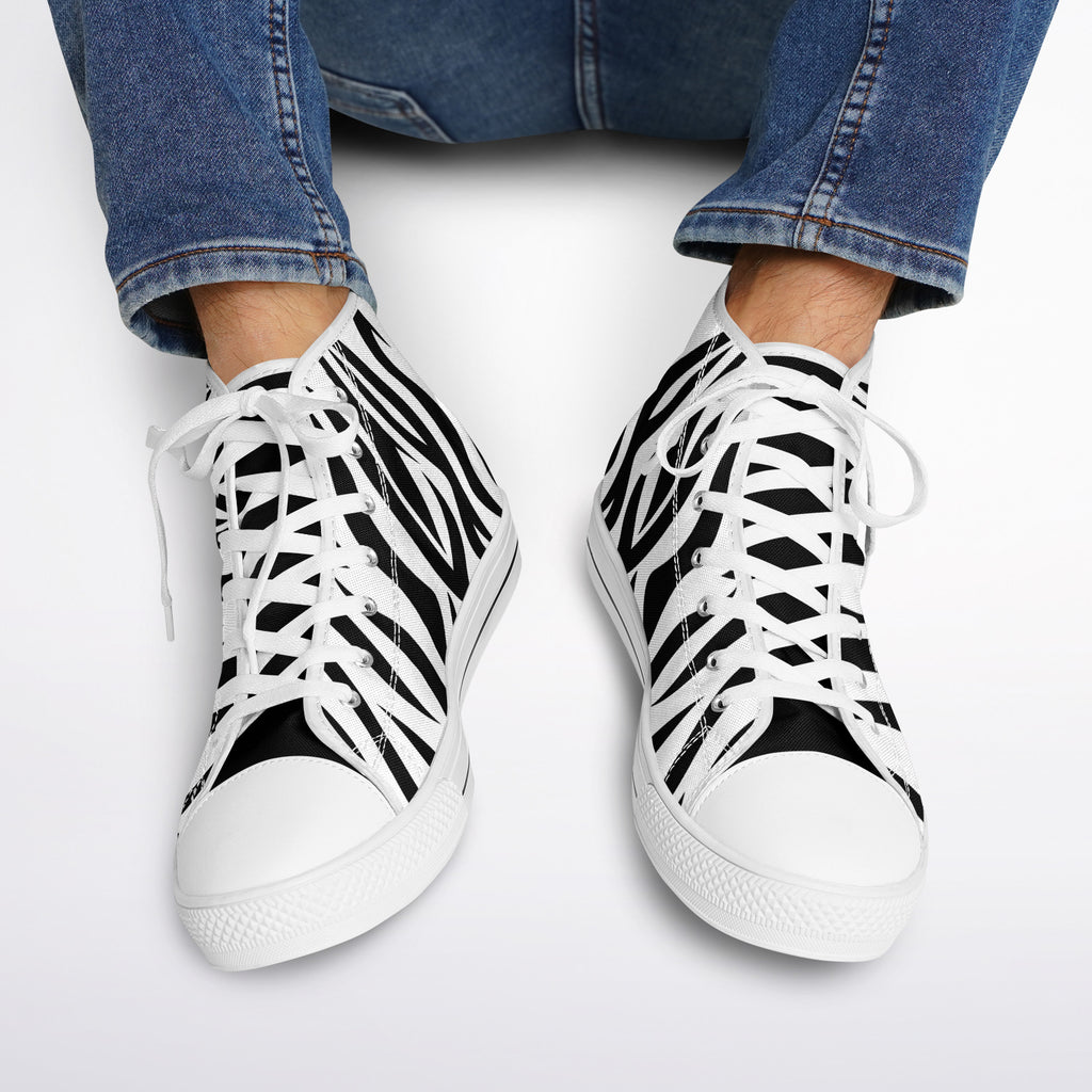 Zebra Print High Top Canvas Shoes