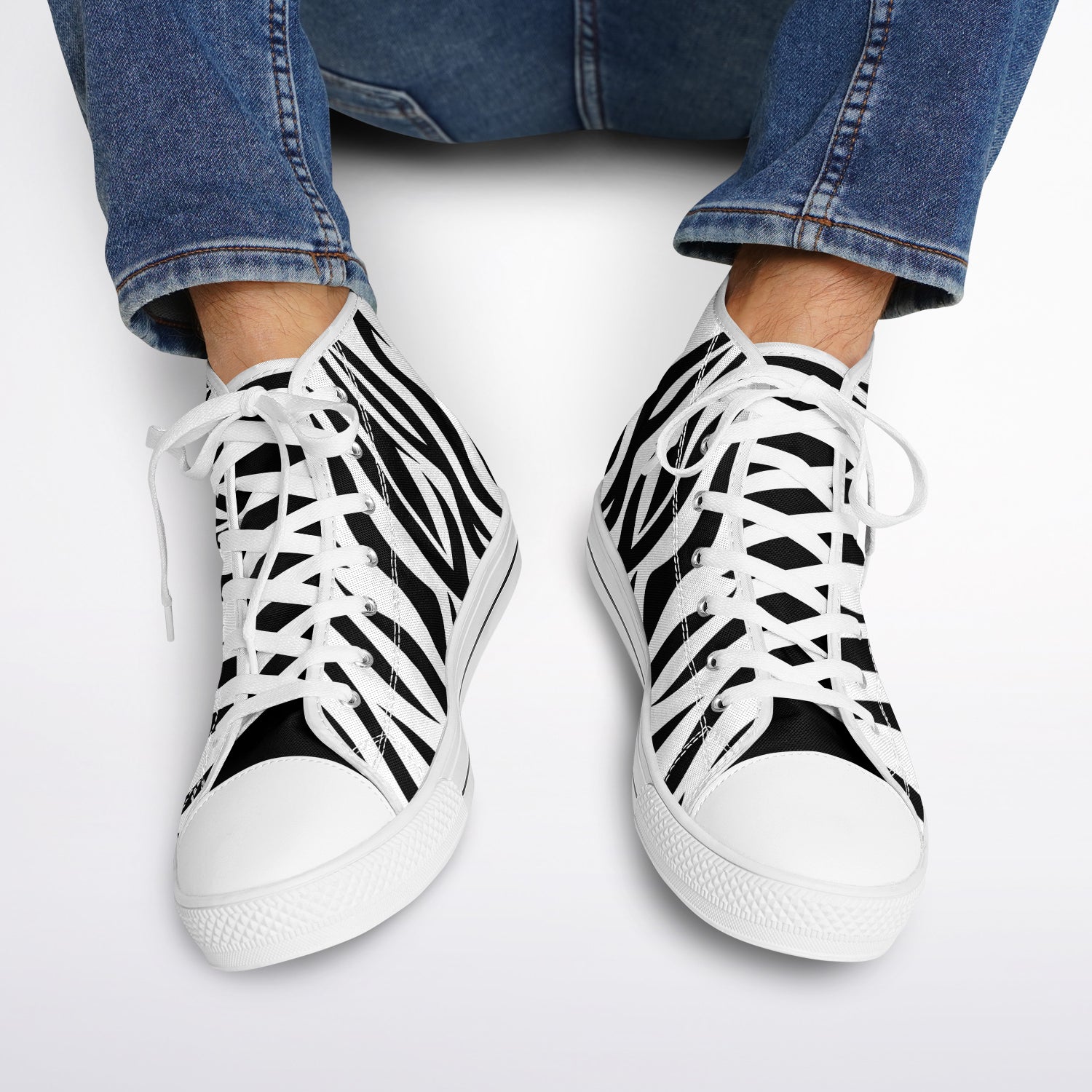Zebra Print High Top Canvas Shoes