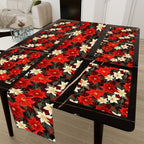 Poinsettia Cloth Placemat Table Runner Set (7 Pieces)