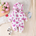 Fuzzy Heart Kids Hooded Long Sleeve Romper