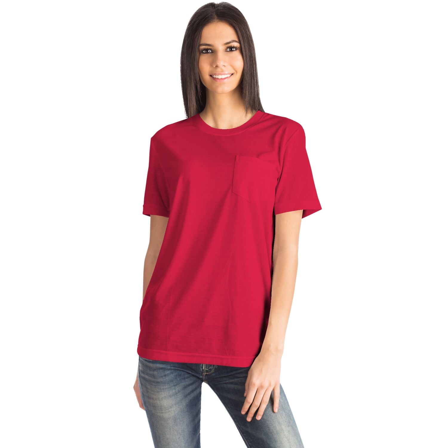 Crimson Red Ladies Pocket T-shirt