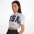 USA Cropped Short Sleeve Ladies Sweatshirt