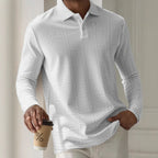 Mens Textured Long Sleeve Polo Shirts