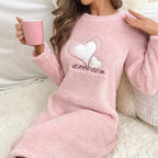Ladies Amore furry flannel long sleeve pullover nightgown
