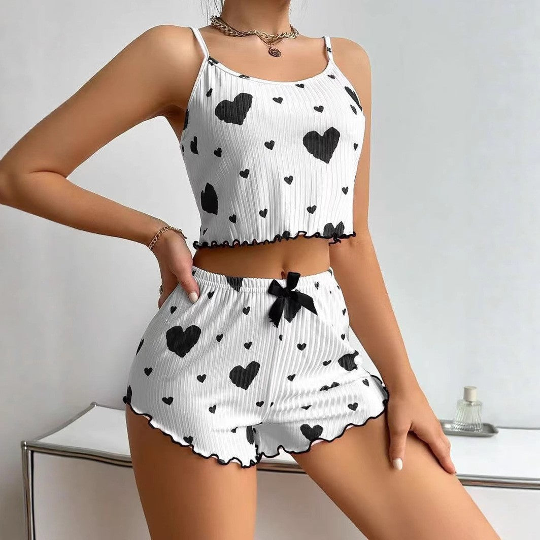 Women's Heart Pajamas Two-Piece tank top/short Set