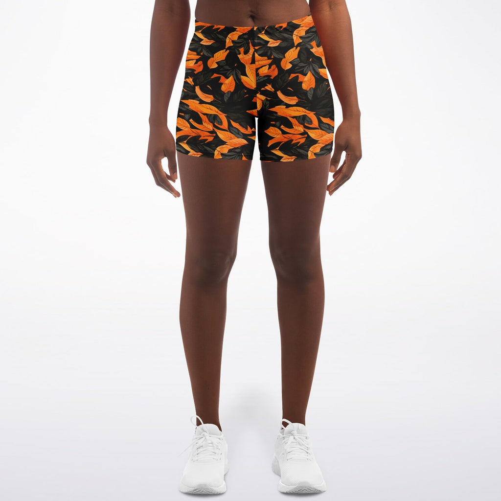 Orange Leaves Forest Camo Legging Shorts