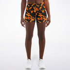 Orange Leaves Forest Camo Legging Shorts