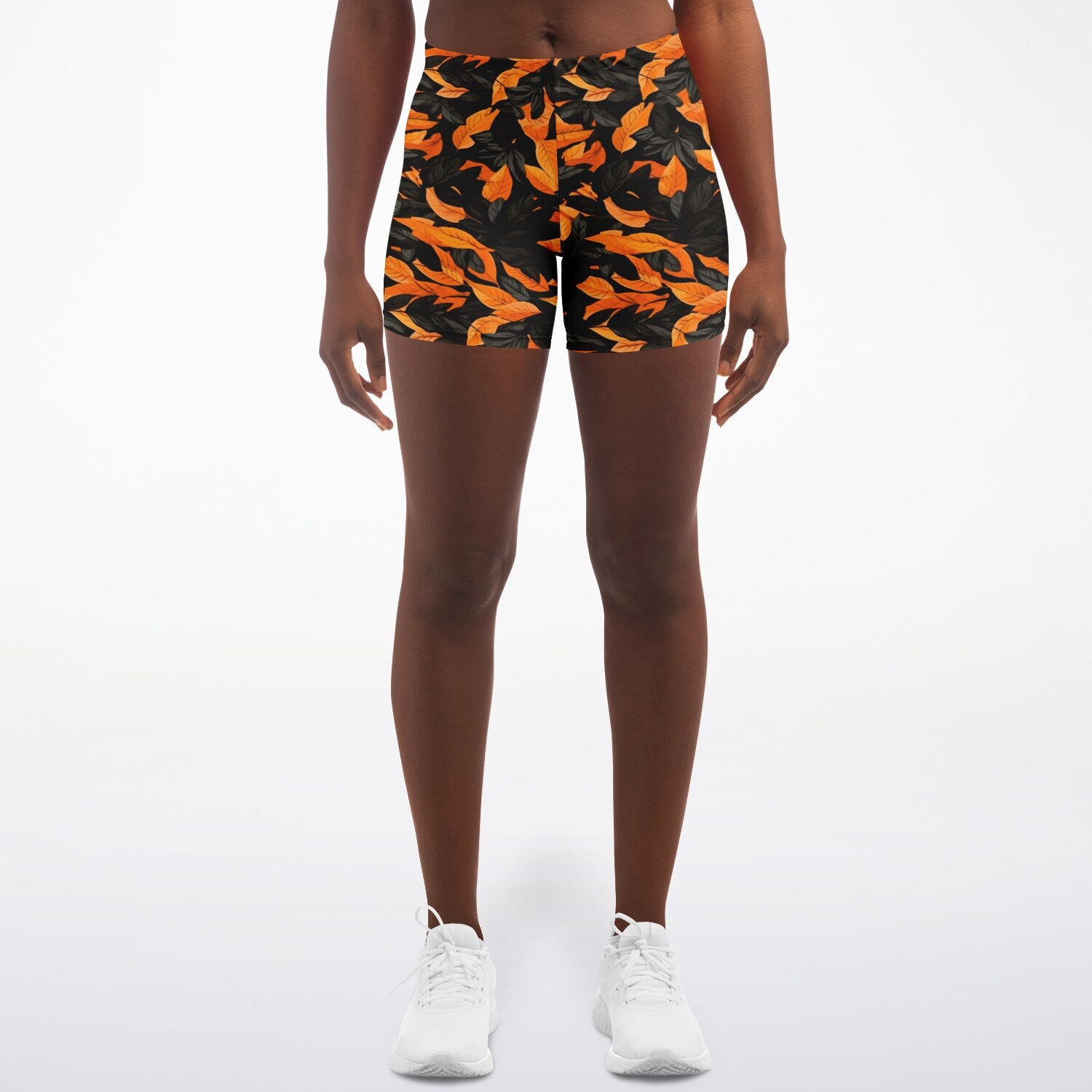 Orange Leaves Forest Camo Legging Shorts