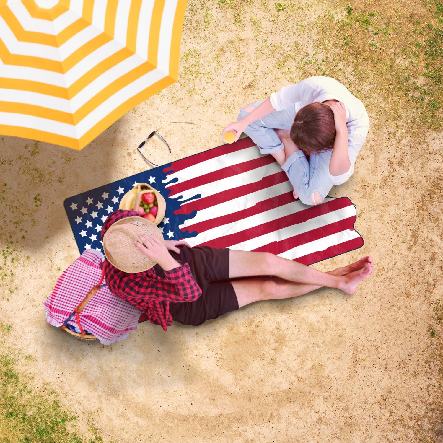 USA Flag Drip Shaped Beach Towel