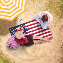 Load image into Gallery viewer, USA Flag Drip Shaped Beach Towel
