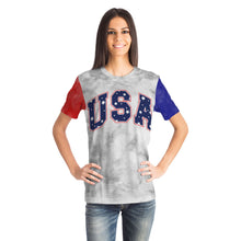 Load image into Gallery viewer, Red White and Blue USA Ladies T-shirt
