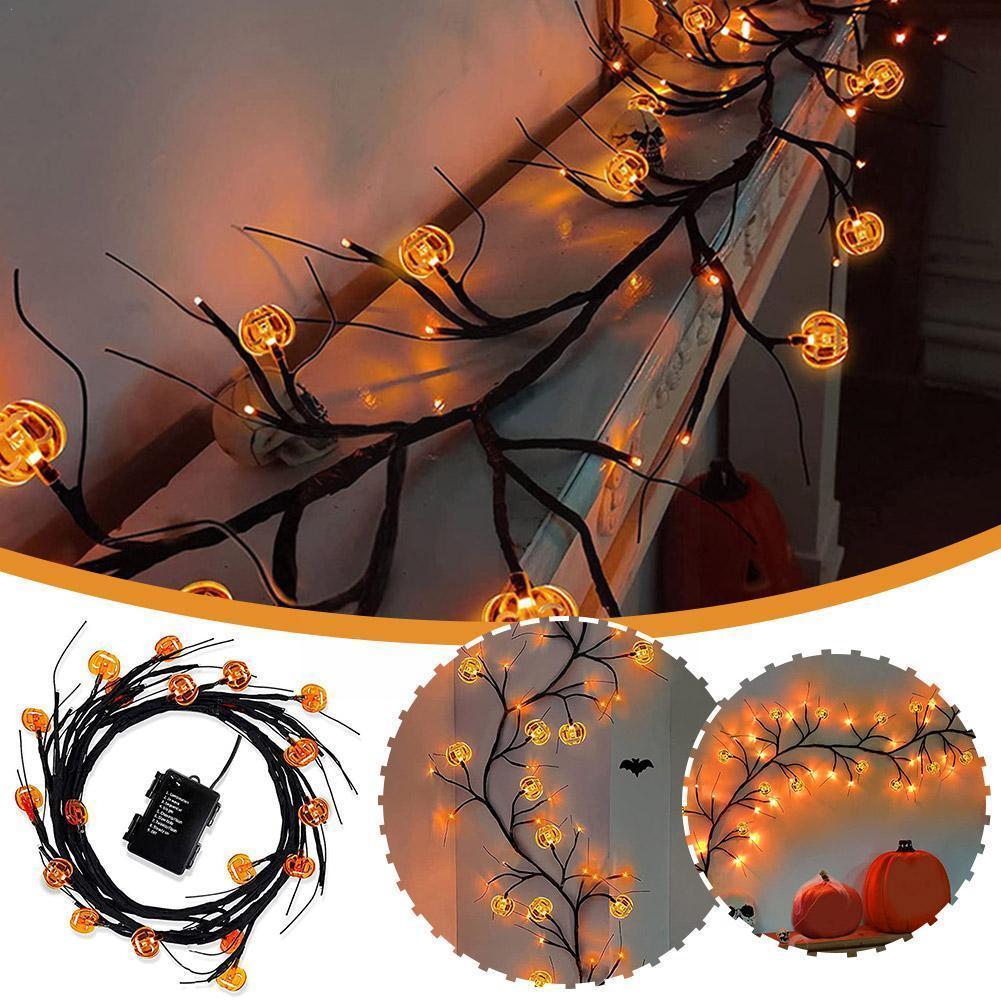 Halloween Indoor/Outdoor LED Willow Vine String Pumpkin Light Decoration