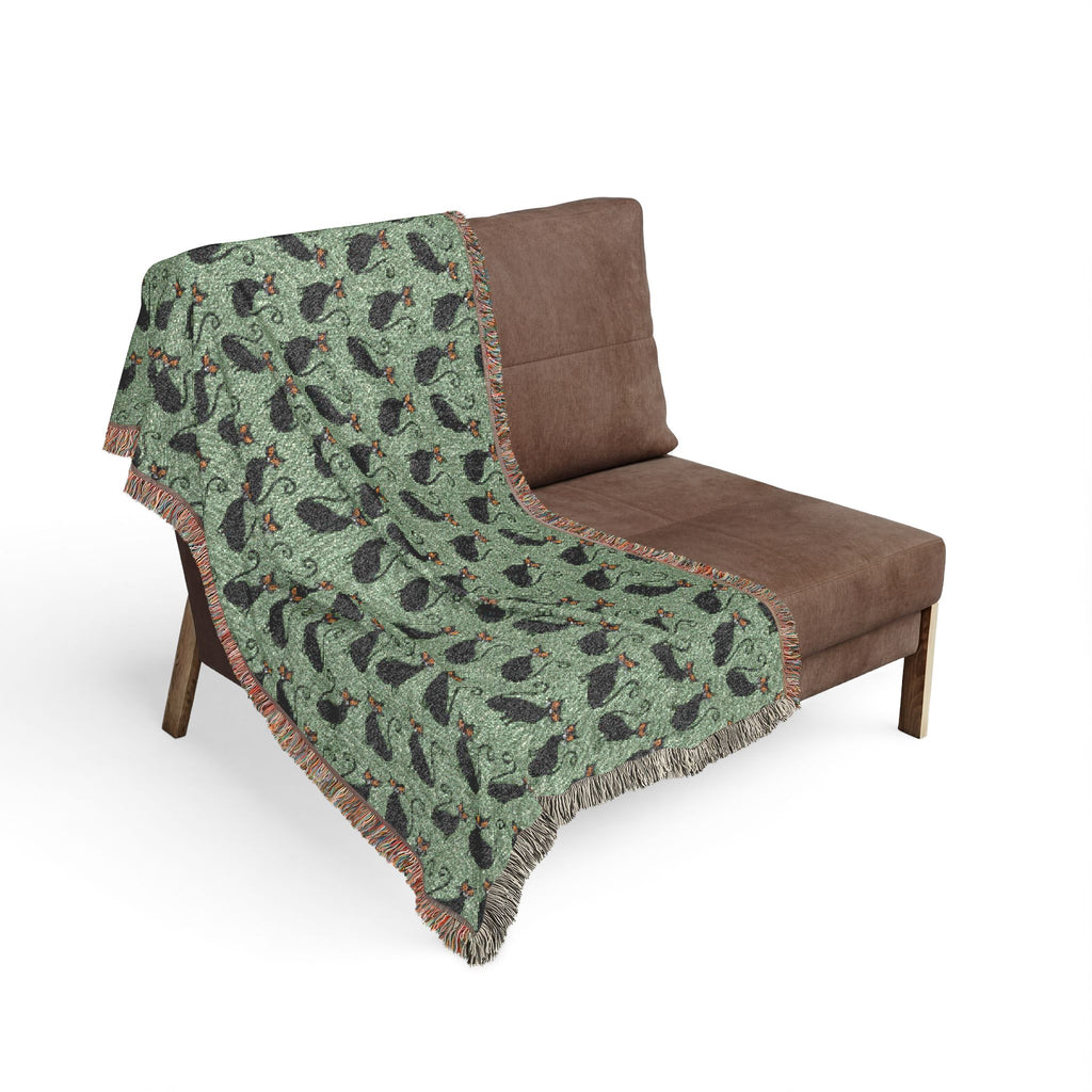 Cat Pattern Woven Blanket — Cozy Decorative Throw for Halloween
