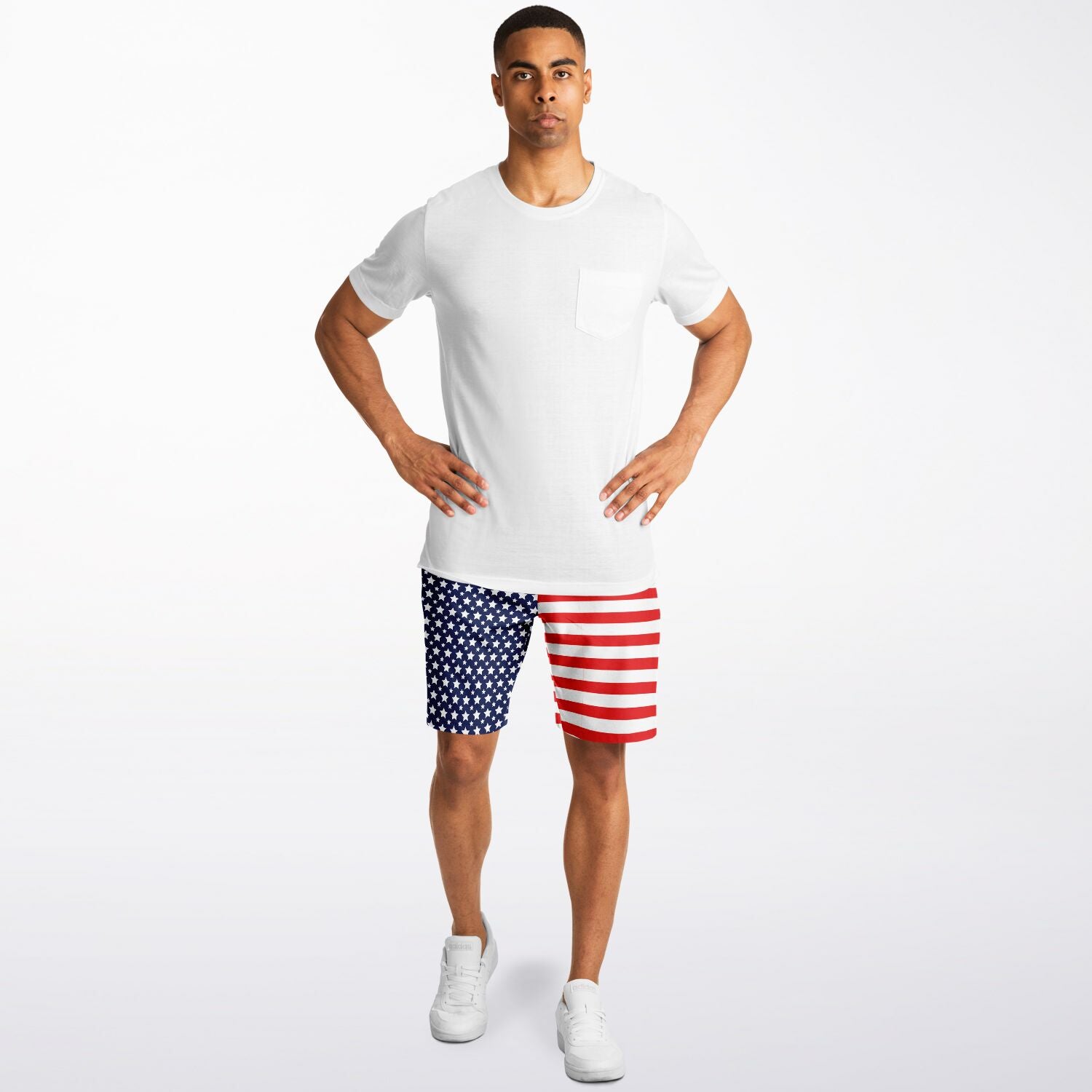 Stars and Stripes Mens Athletic Long Shorts