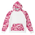 Ladies White and Pink Camo Raglan Hoodie