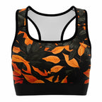 Orange Leaves Forest Camo Sports Bra