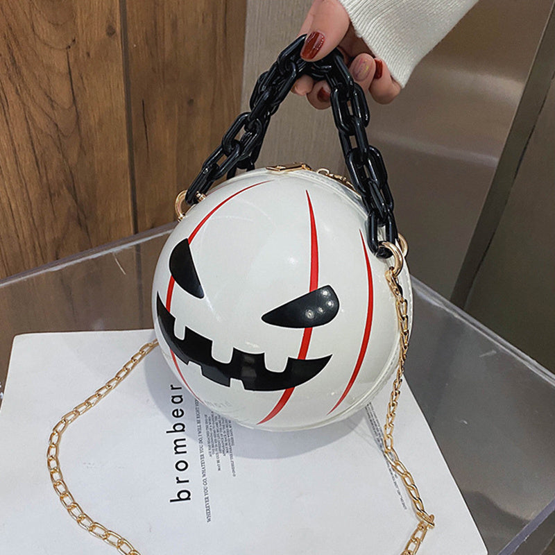 Halloween Cartoon Pumpkin Ball Shoulder Handbag With Chain