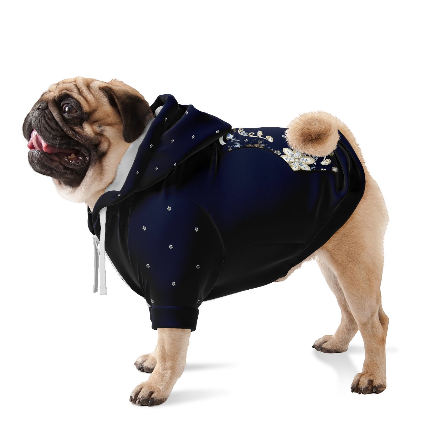 Blue Winter Xmas Tree Dog Zip-Up Hoodie