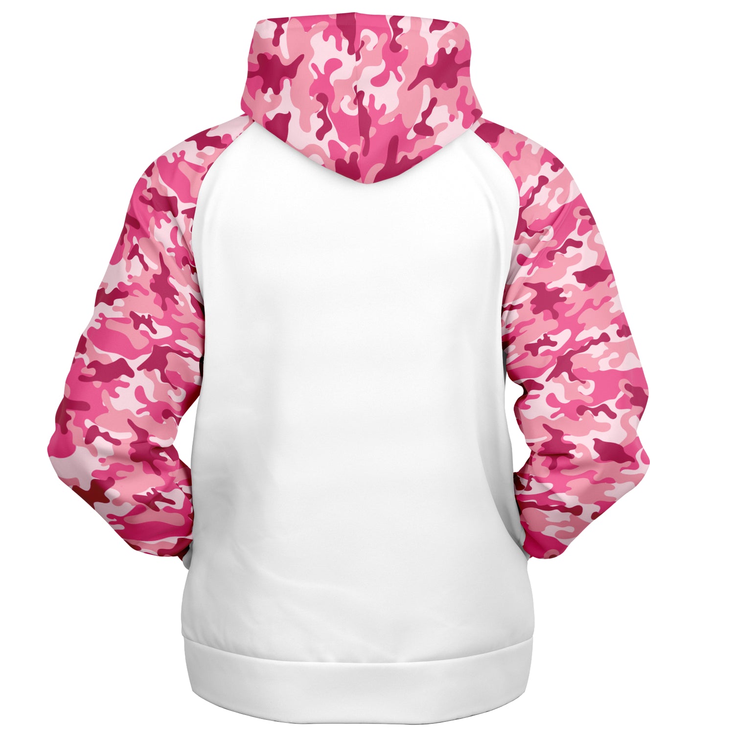 Ladies White and Pink Camo Raglan Hoodie