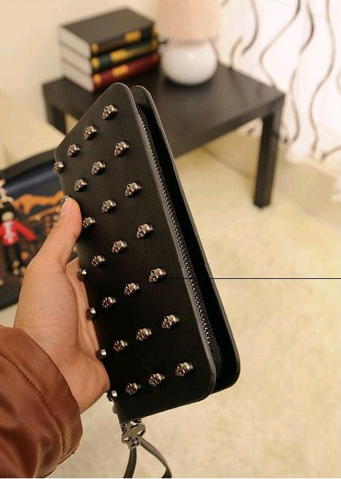 Black skulls ladies long wallet women's long wallet