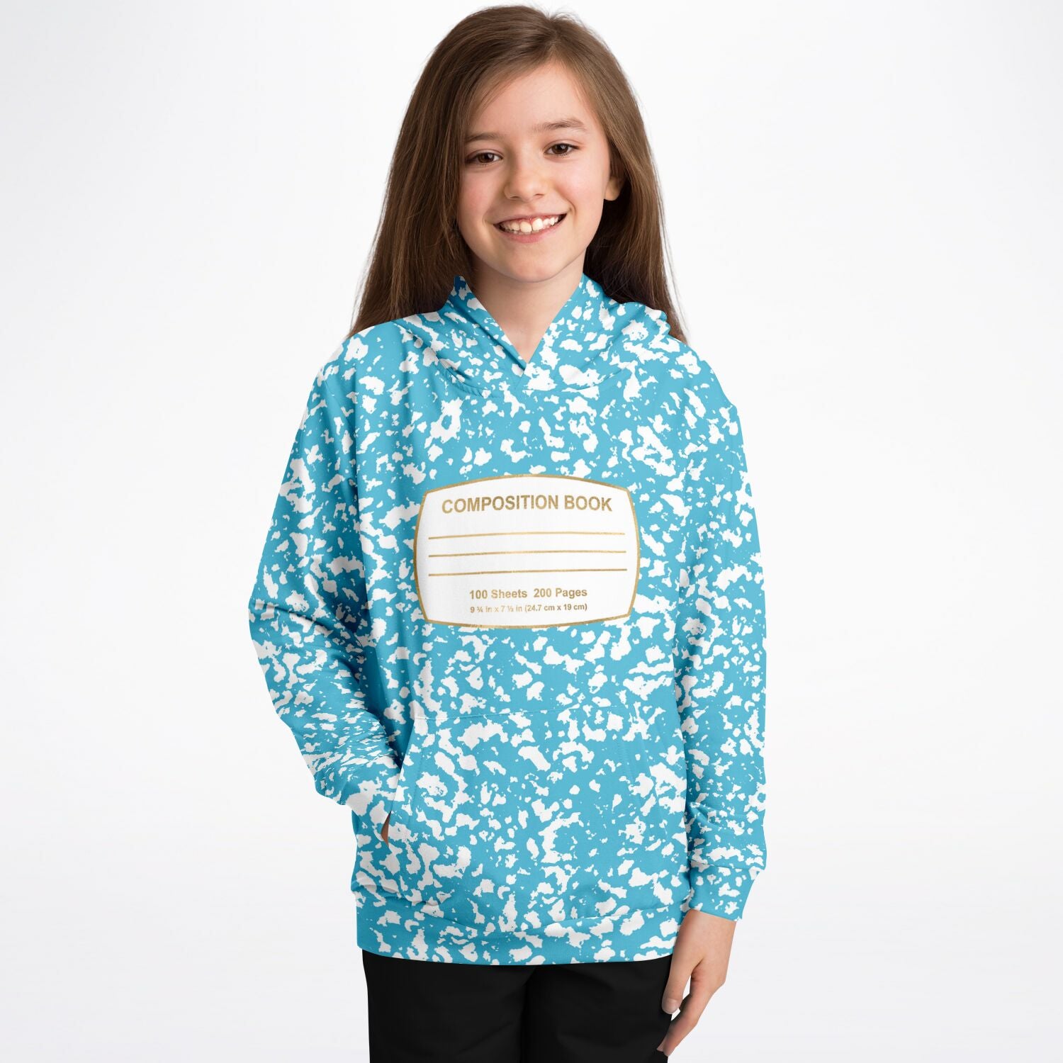 Light Blue Composition Notebook Unisex Kids Halloween Hoodie