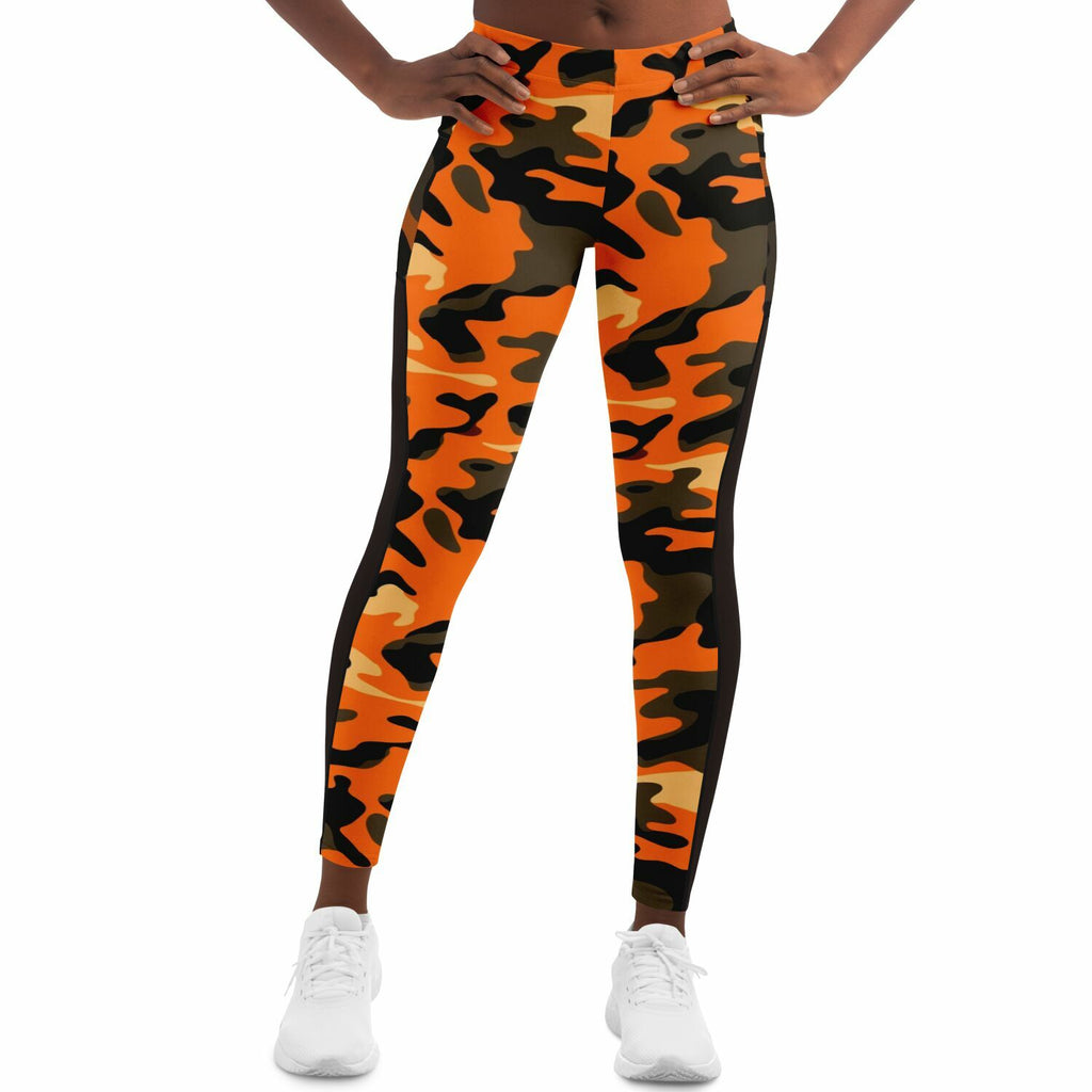 Women's Orange Camo Mesh Pocket Legging