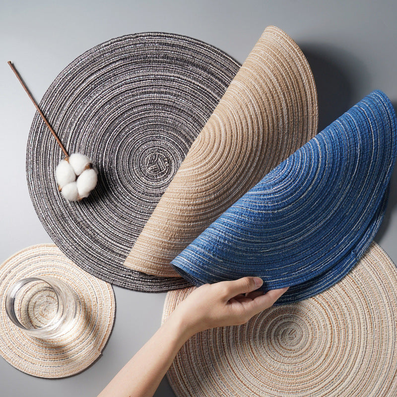 Round Material Table Placemat Set