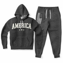 Load image into Gallery viewer, Men&#39;s America Black Acid Wash Hoodie &amp; Jogger Set
