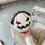 Halloween Cartoon Pumpkin Ball Shoulder Handbag With Chain