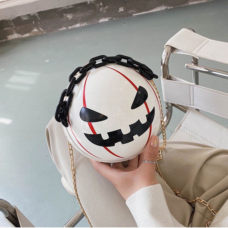 Halloween Cartoon Pumpkin Ball Shoulder Handbag With Chain