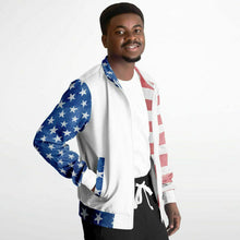 Load image into Gallery viewer, Stars and Stripes Watercolor Ladies Track Jacket
