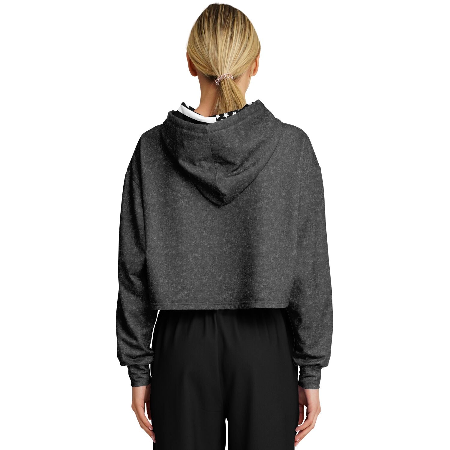 Ladies America Black Acid Wash Dance Hoodie