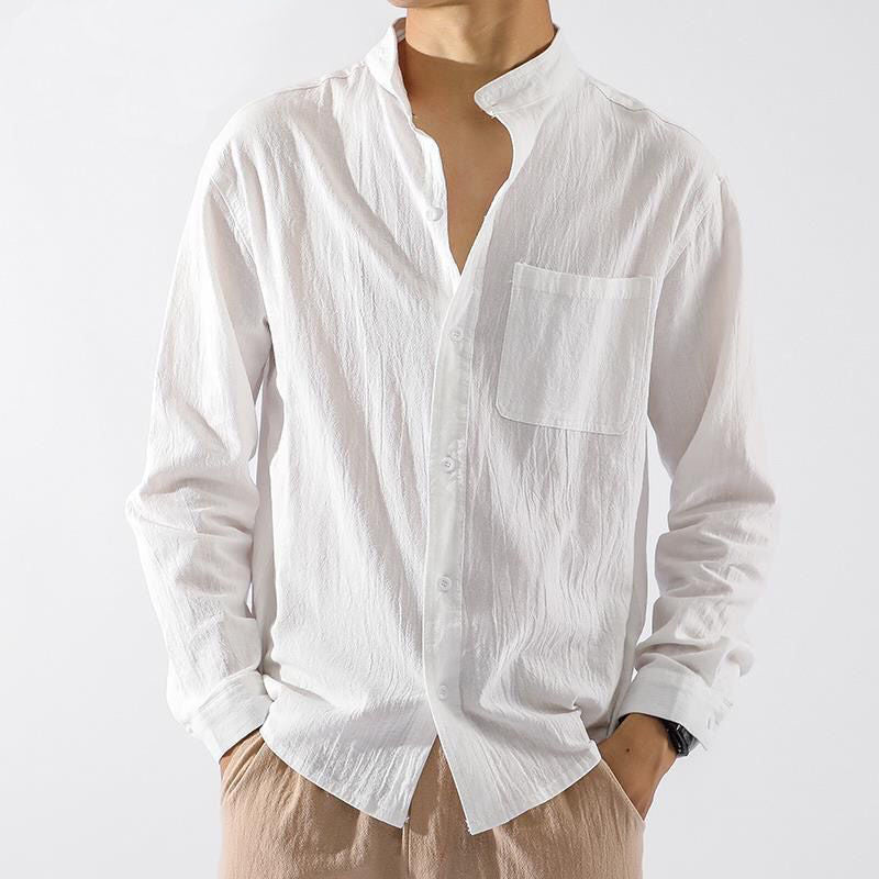 Men's Linen Long Sleeve Shirt Casual Top