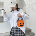 Halloween Cartoon Pumpkin Ball Shoulder Handbag With Chain