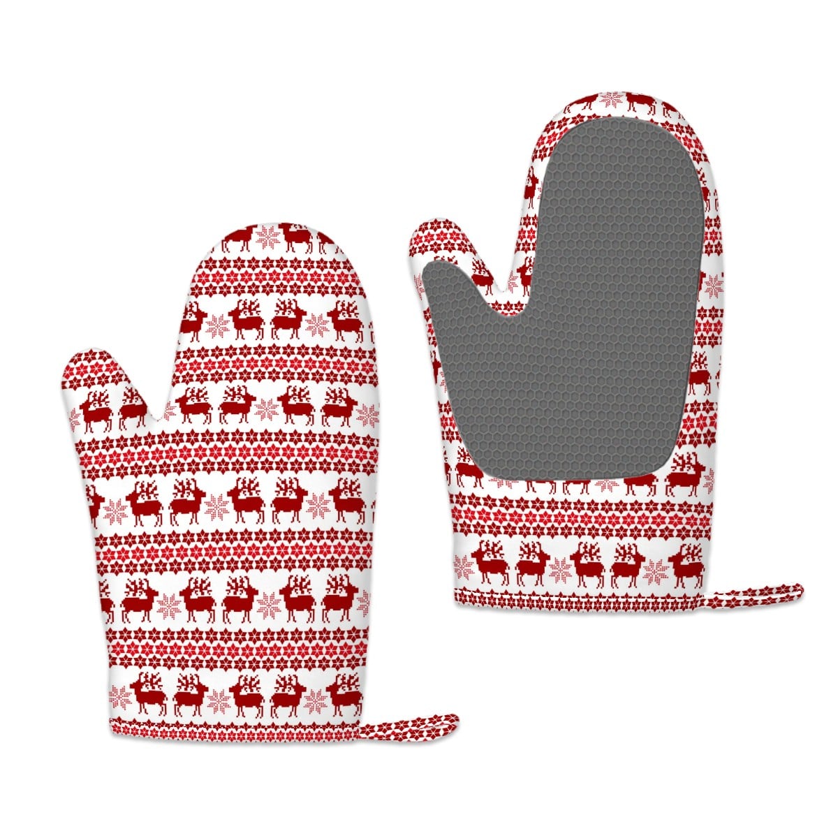 Red Christmas Silicone Oven Mitt Set