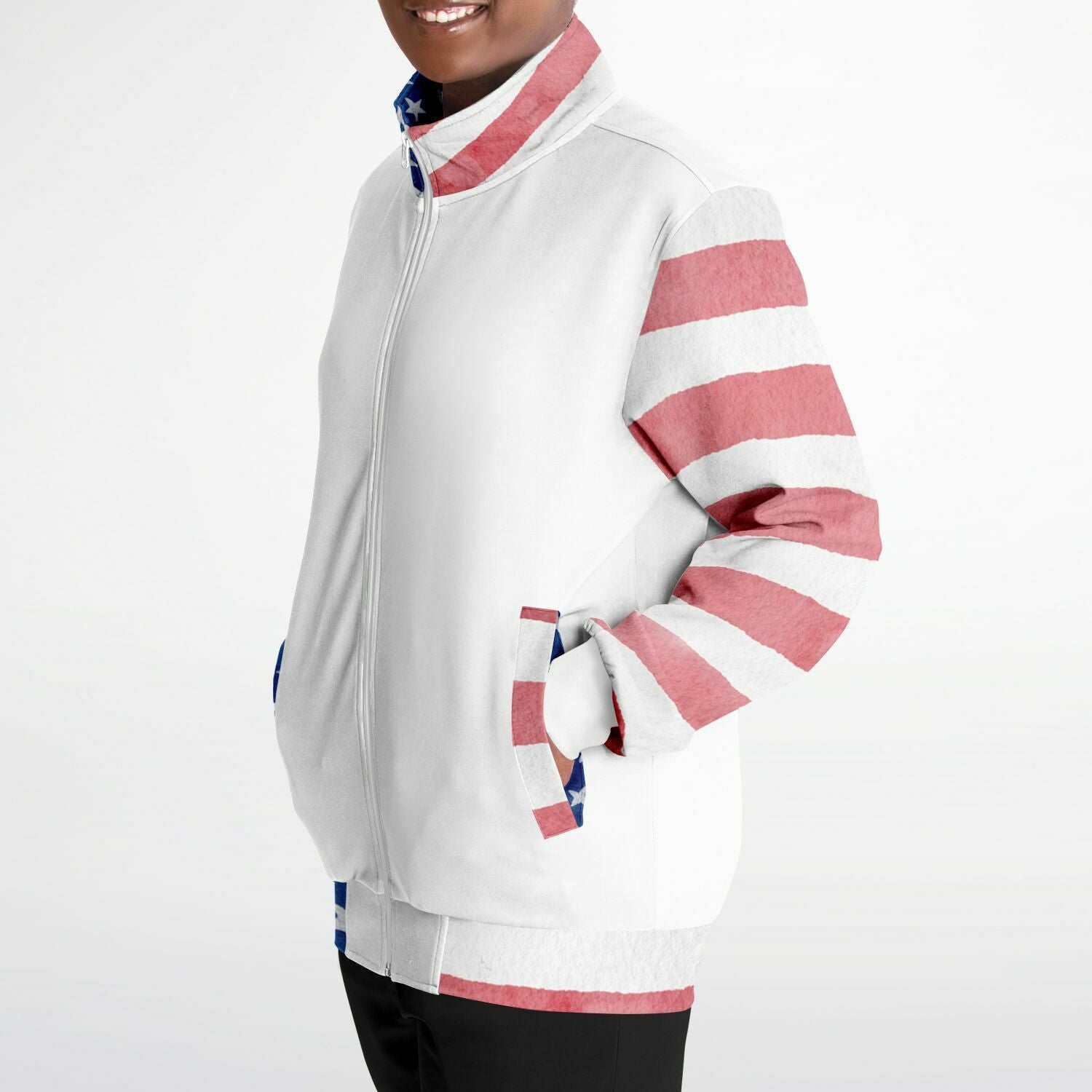 Stars and Stripes Watercolor Ladies Track Jacket
