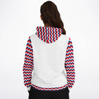 Red, White and Blue Zig Zag Ladies Pull Over Hoodie