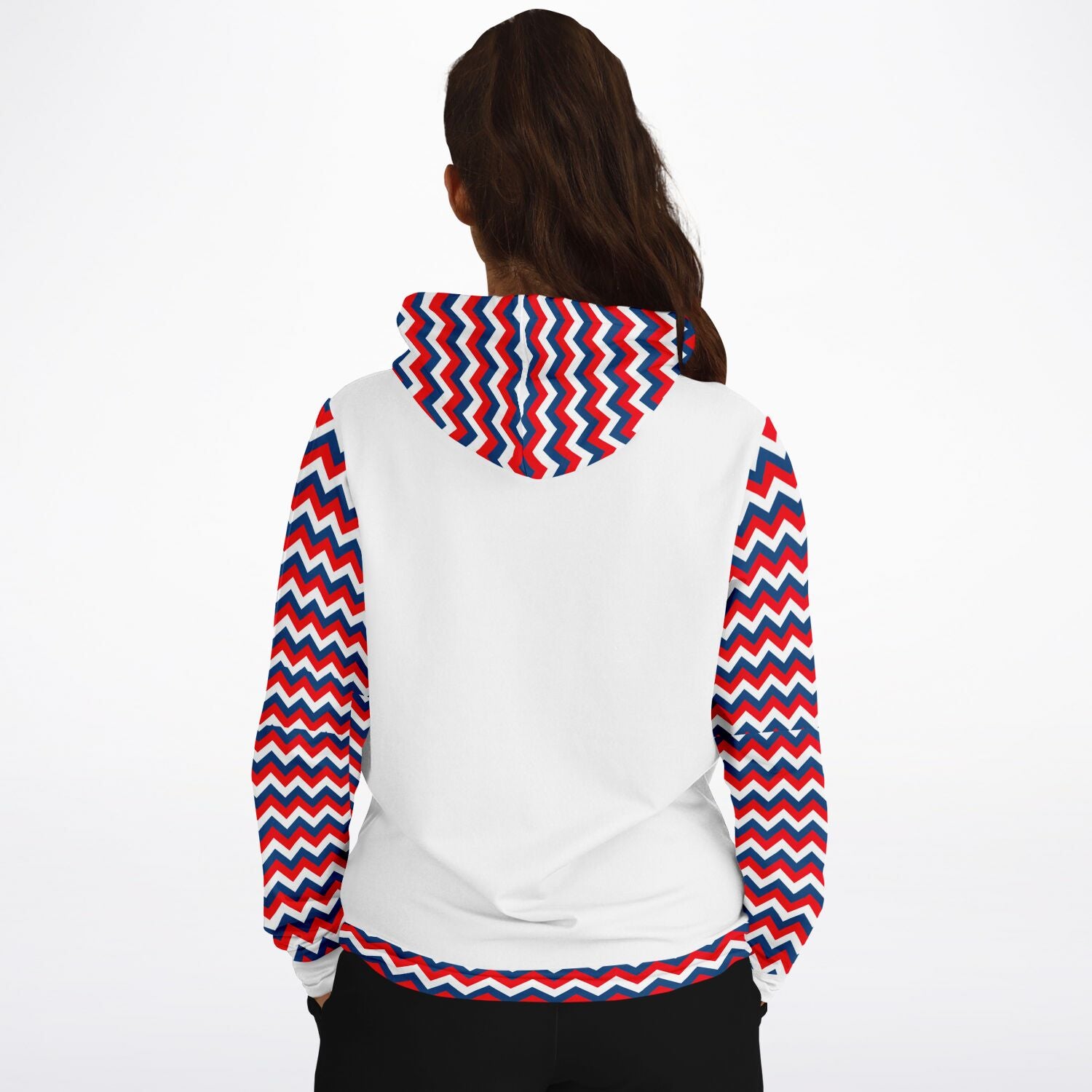 Red, White and Blue Zig Zag Ladies Pull Over Hoodie