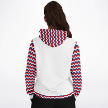 Load image into Gallery viewer, Red, White and Blue Zig Zag Ladies Pull Over Hoodie
