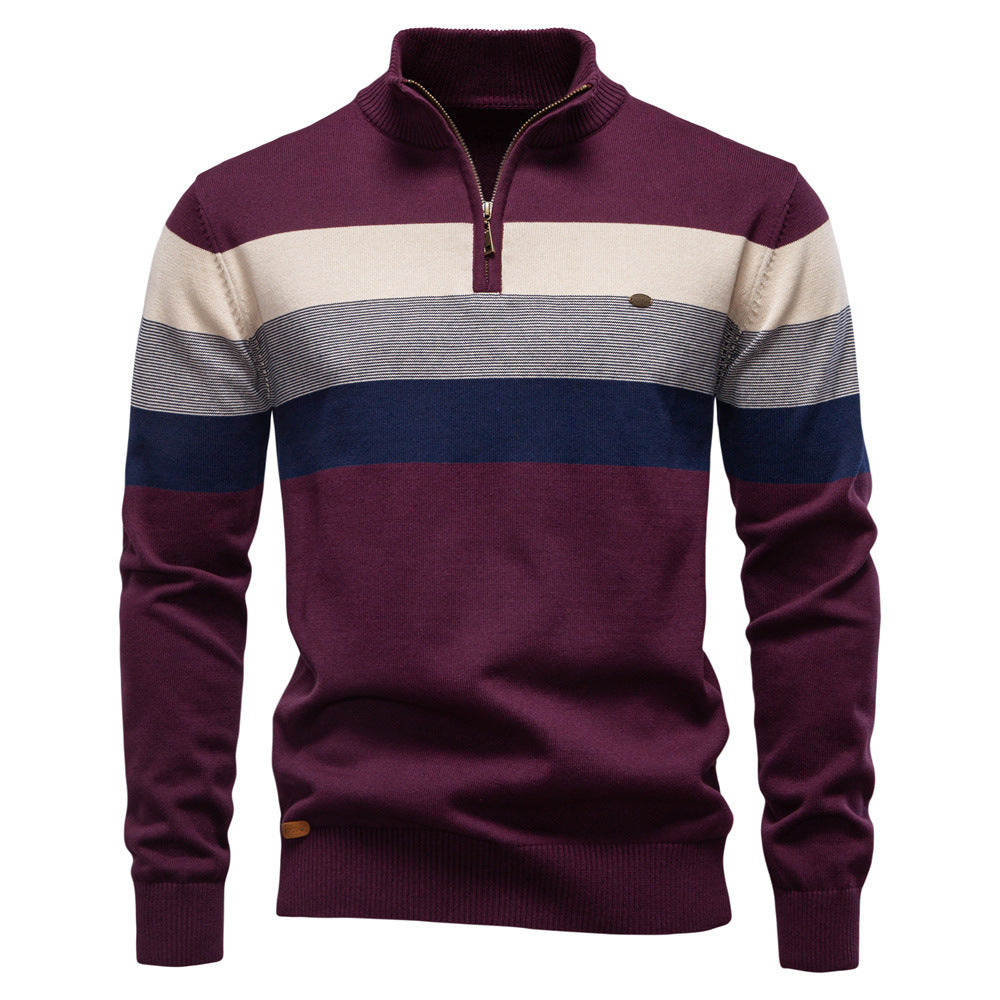 Men's Knit Zip Up Collar Sweater