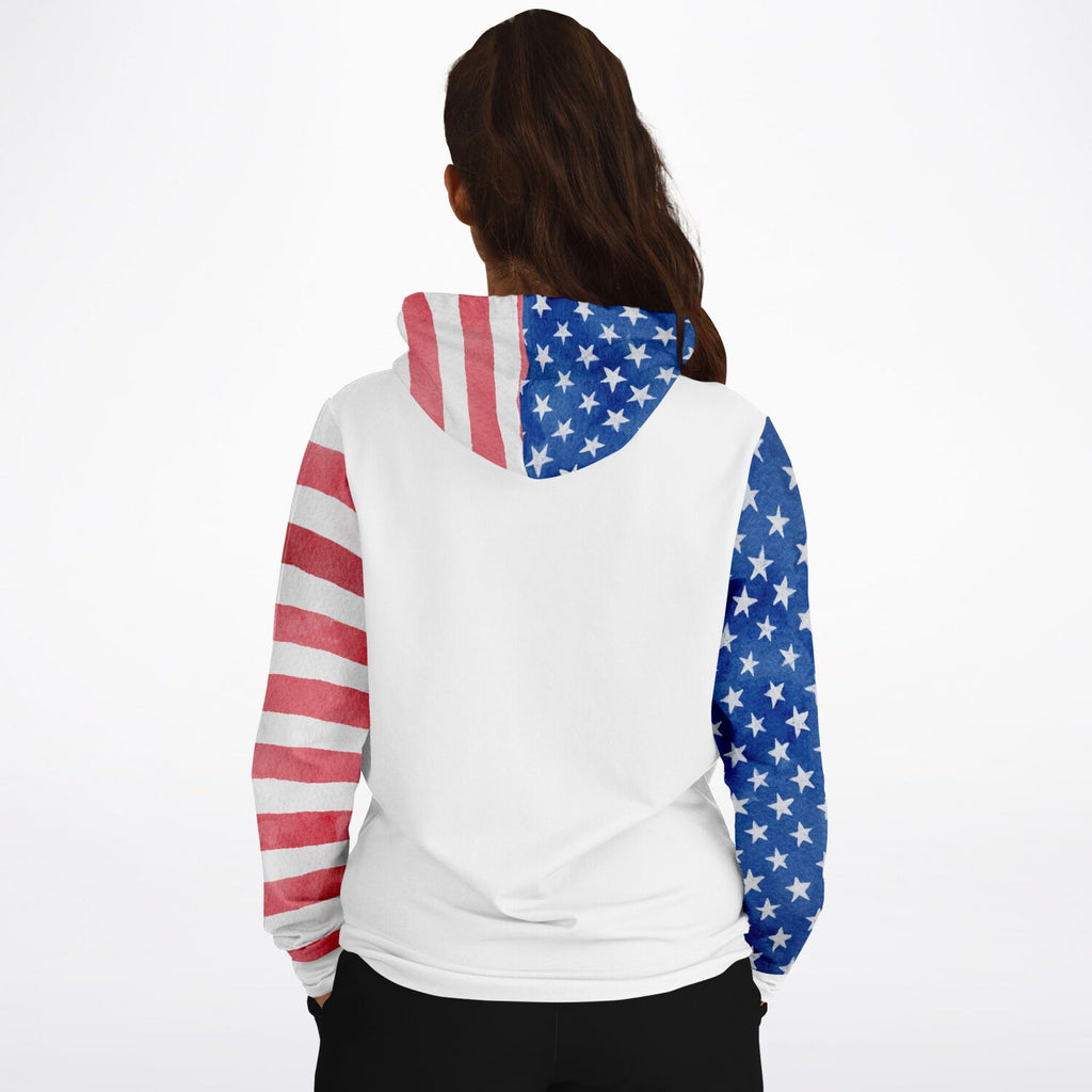 Stars And Stripes Watercolor Ladies Pullover Hoodie