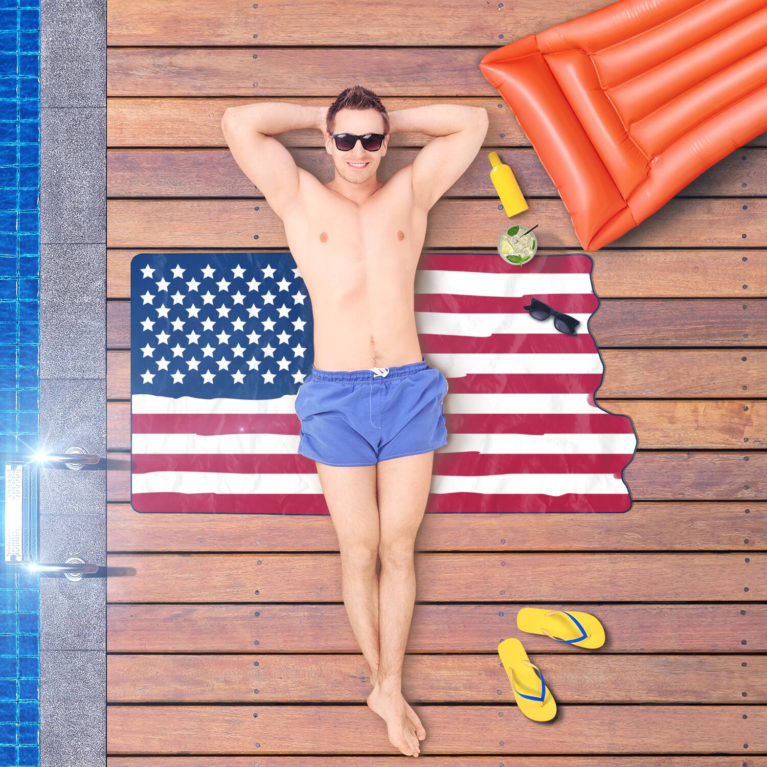 USA Flag Drip Shaped Beach Towel