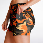 Orange Leave Forest Camo Women's 2-in-1 Shorts