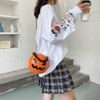 Halloween Cartoon Pumpkin Ball Shoulder Handbag With Chain