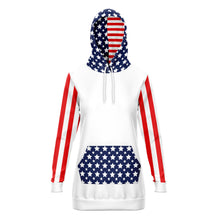 Load image into Gallery viewer, Stars and Stripes Longline Ladies Hoodie
